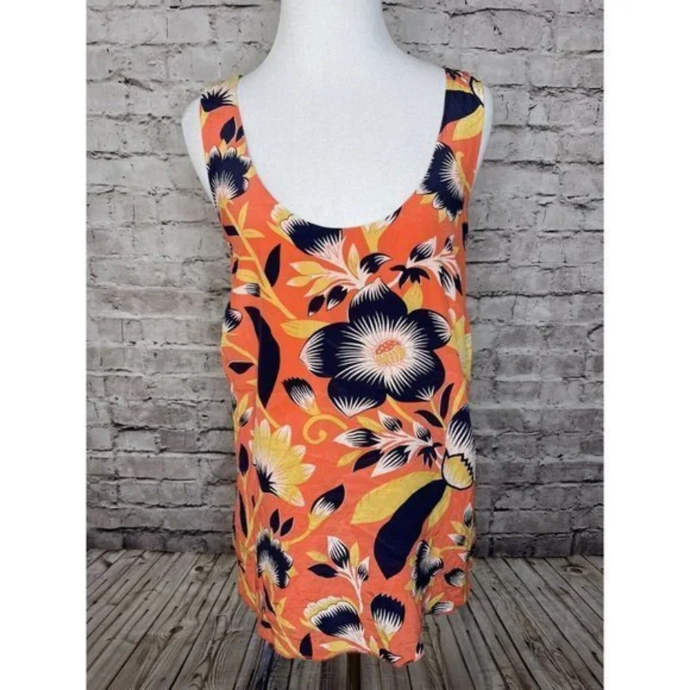 J Crew A7488‎ Hibiscus Floral Twist Back Top